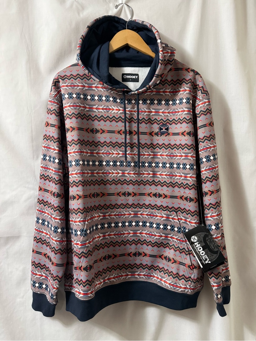 Hooey Men’s Mesa Multi-Color Navy & Red  Aztec Pullover Hoodie 0174